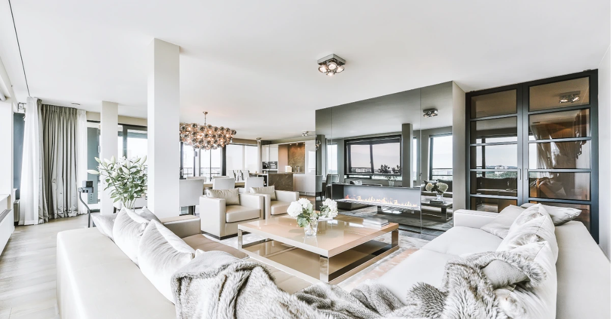 Elegant custom home interior with architect-guided furniture selection and luxury design elements